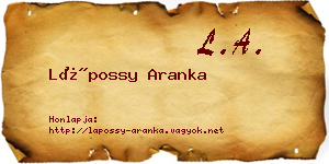 Lápossy Aranka névjegykártya
